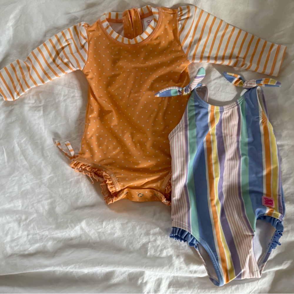 Ruffle Butts Orange and White Striped Swimsuit
